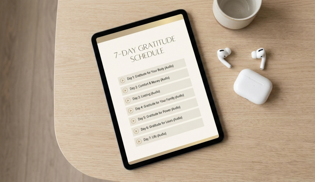 7-Day Gratitude Schedule with Audios-For working Mothers